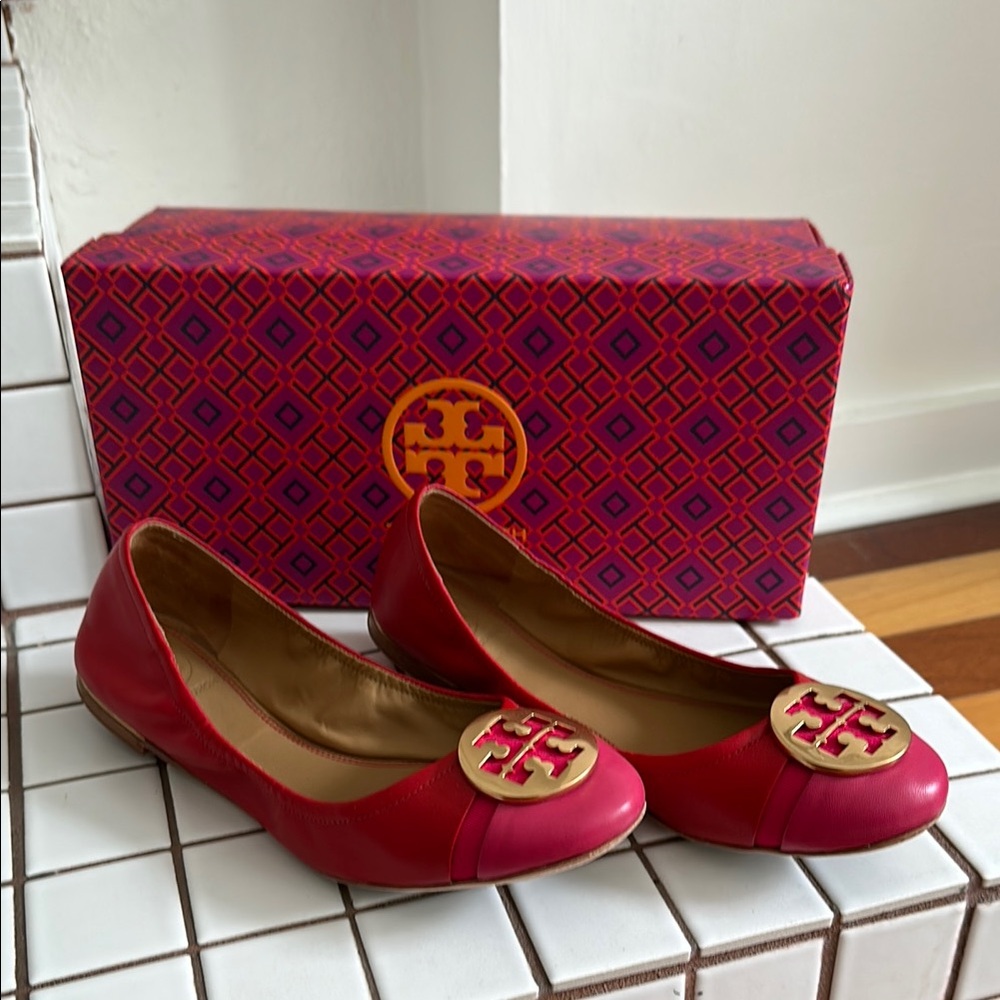 Tory Burch Red Ballet Flats